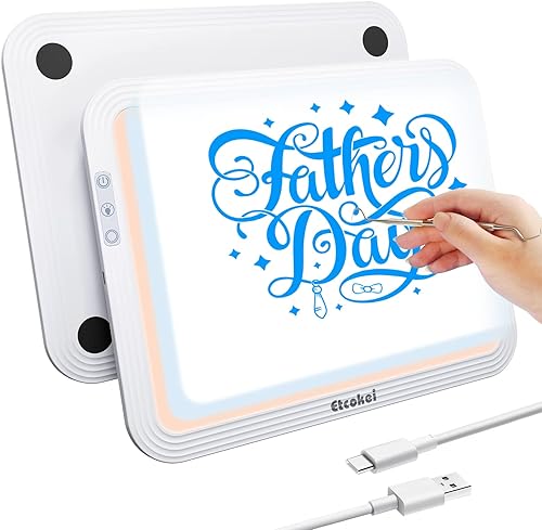 Etcokei Almohadilla de luz LED inalámbrica A4 para trazar caja de luz con 7000 LUX 3 modos de color 5 niveles de brillo tablero de luz portátil para