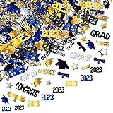 🥂 【Material】: Congratulations Graduation 2023 Party Konfetti ist aus hochwertigem, umweltfreundlichem PET mit hohem Glanz, Farbbeständigkeit und einer glatten, glänzenden Oberfläche, die es auffälliger macht als gewöhnliches Konfetti. Das Konfetti verleiht jeder Party einen besonderen Glanz, von Kindergartenabsolventen bis hin zu Schulabgängern oder neuen College-Abschlussfeiern, für eine unvergessliche Party.