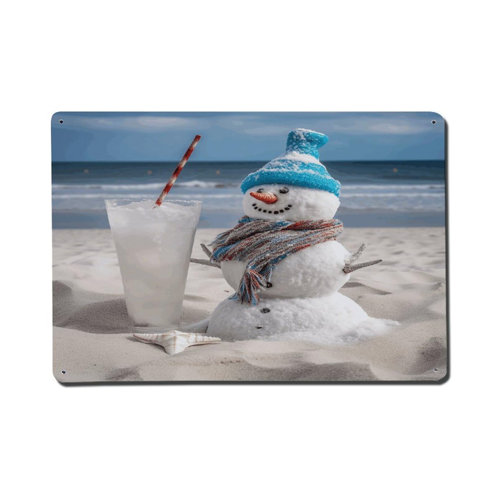 Adfgyerh Style Snowman Bech Metal Signs Funny, Aluminum Tin Sign Indoor Outdoor Decor, Vintage Signs For Home Office Kitchen Bar Cafe Garden Farmhouse Wall Decor
