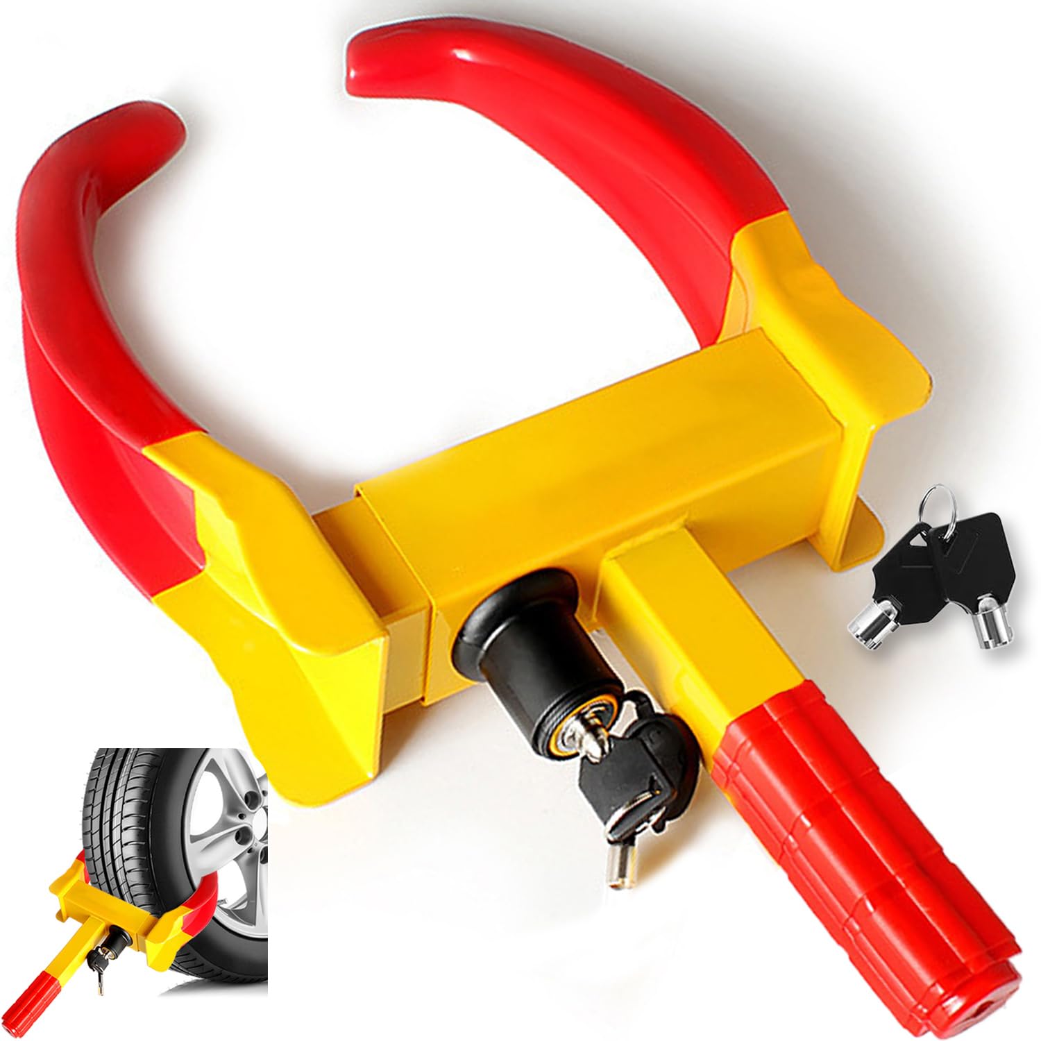 KEELYY Wegfahrsperre Radkralle Parkkralle Diebstahlsicherung mit 2 Schlüsseln, Felgenkralle Reifenkralle Wegfahrsperre Diebstahlsicherung für Anhänger Wohnwagen Autos, Wohnmobil