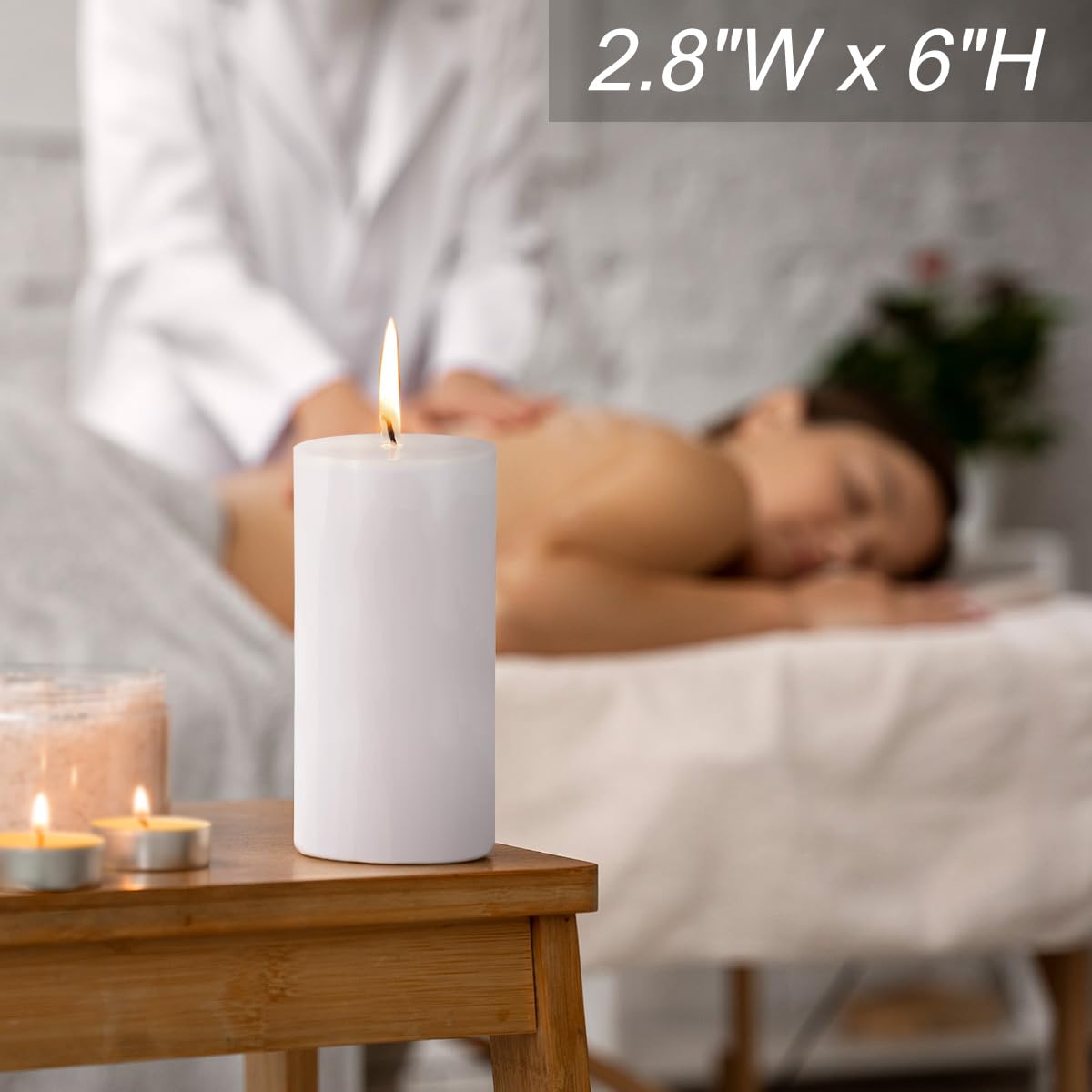 Juego de 3 velas de pilar, 3 x 6 pulgadas, sin perfume, vertidas a mano, velas grandes para bodas, decoración del hogar, restaurantes, spa, iglesia, mecha de algodón sin humo