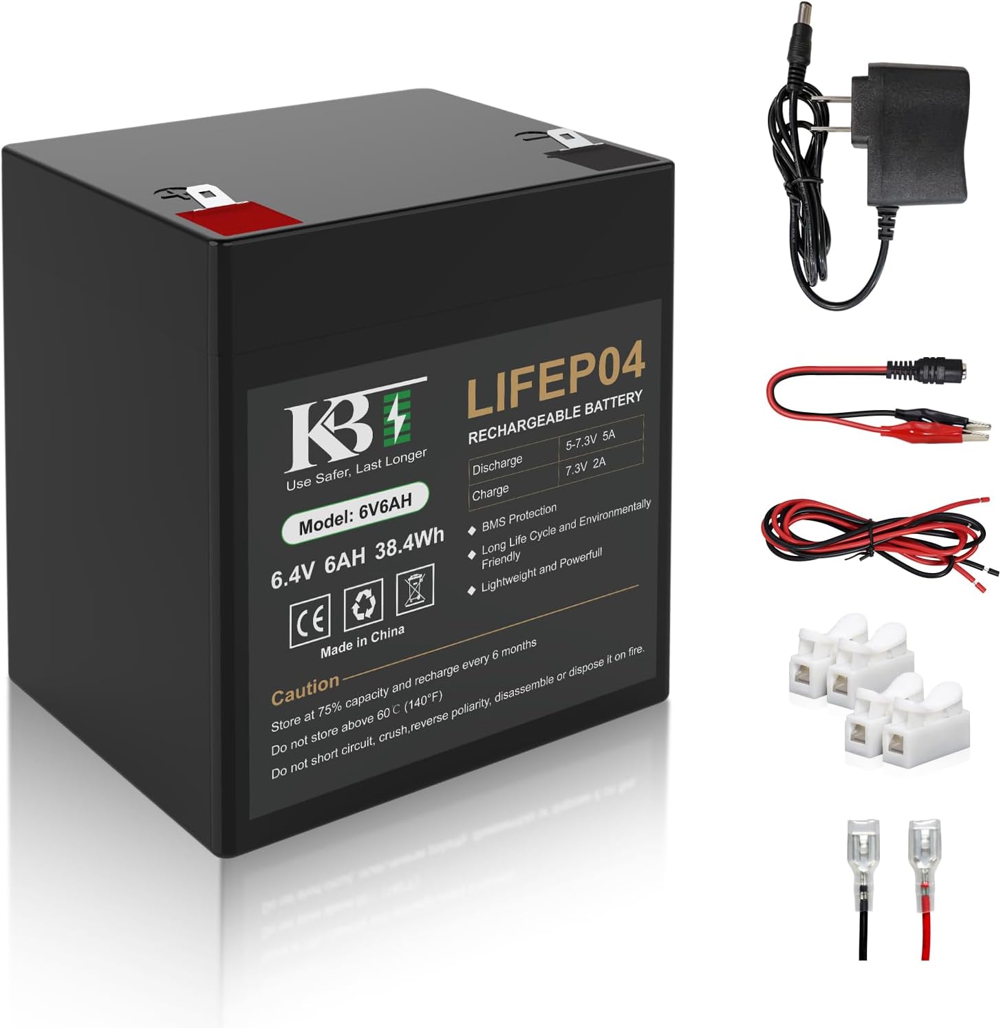 6V 6Ah LiFePO4 Battery 6Volt Rechargeable Lithium Iron