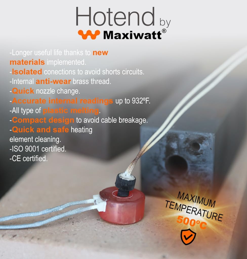 New Version 2025 - (24V 40W) - Maxiwatt HOTEND for 3D Printer - Compatible Creality Ender 3, CR-10, Prusa Mini, XL, Anycubic Kobra, Chiron, ...