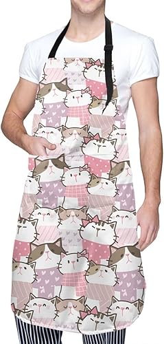 Delantal ajustable con 2 bolsillos para hombres y mujeres, impermeable, decorativo para cocina, barbacoa, parrilla Delantal ajustable con 2 bolsillos para hombres y mujeres, impermeable, decorativo para cocina, barbacoa, parrilla