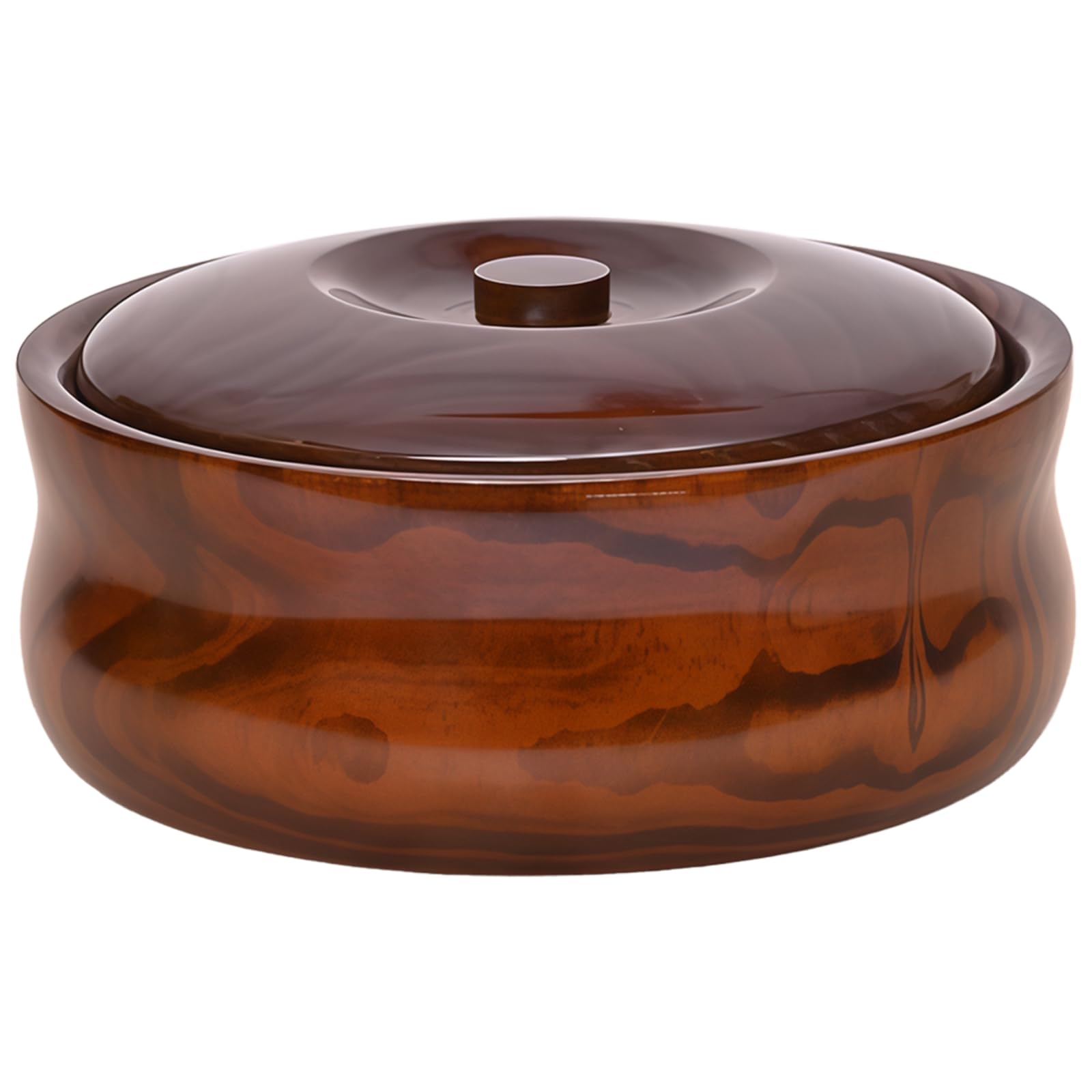 Saladier en bois avec couvercle, diamètre 22 cm, design bois, pour conserver les aliments, finition lisse avec veinage visible, idéal pour salade, noix et en-cas, à la maison ou en réception
