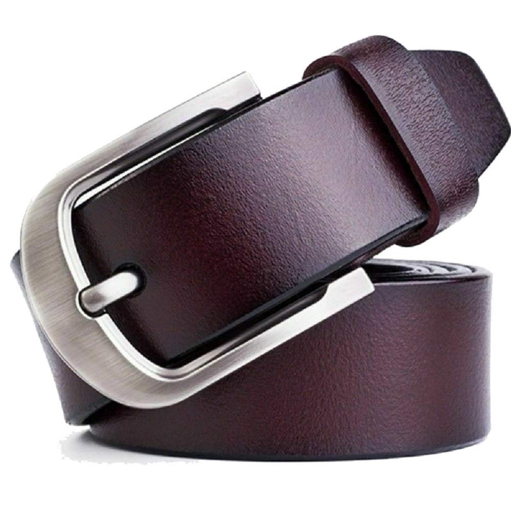 Men Genuine Leather 100% Full Grain Dress Belt with Single Prong Scratch Resistan Buckle Great for Business Work (34-36, Dark Brown)