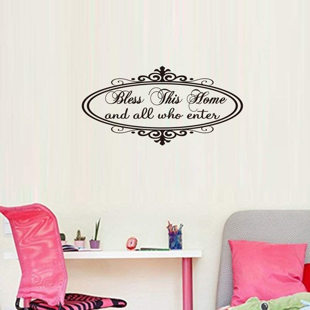 Lchen Bless This Home and All Who Enter PVC Wall Sticker Decal Home Decor Removable (Bless Home,11.4"x23")