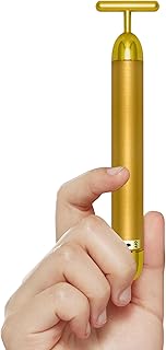 Elitzia T-Shape Beauty Pulse Face Massager 24k Golden Facial Vibration Lift Massage Tools Promote Absorption Improve Multifunctional Can Be Used for Relaxing Face Eyes Head and Ears Portable ETGB001