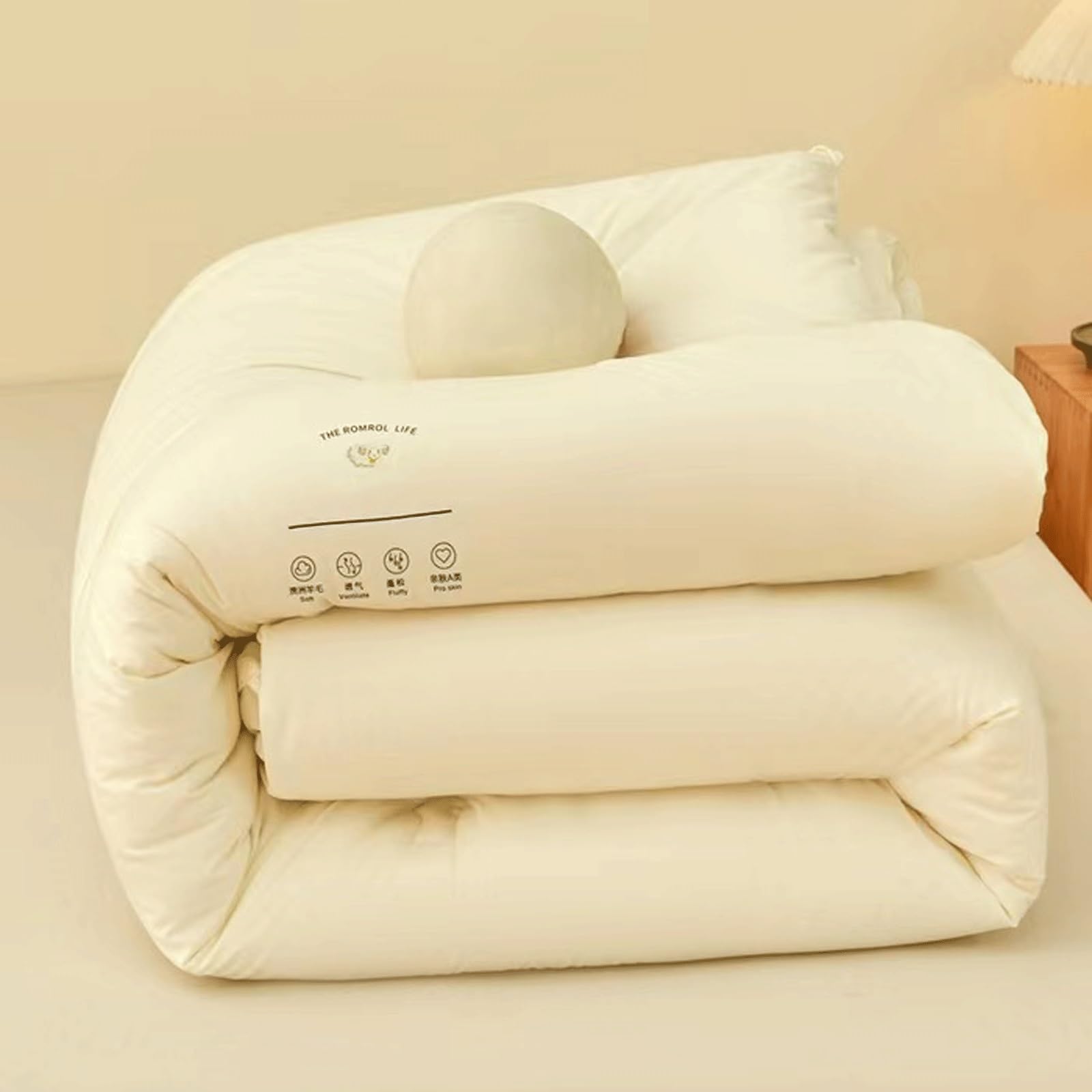 LLiuvcc Warm Weight Wool Comforter for Winter,100% Australian Wool Filling，Breathable Natural Duvet for All Seasons(White,200x230cm(4KG))