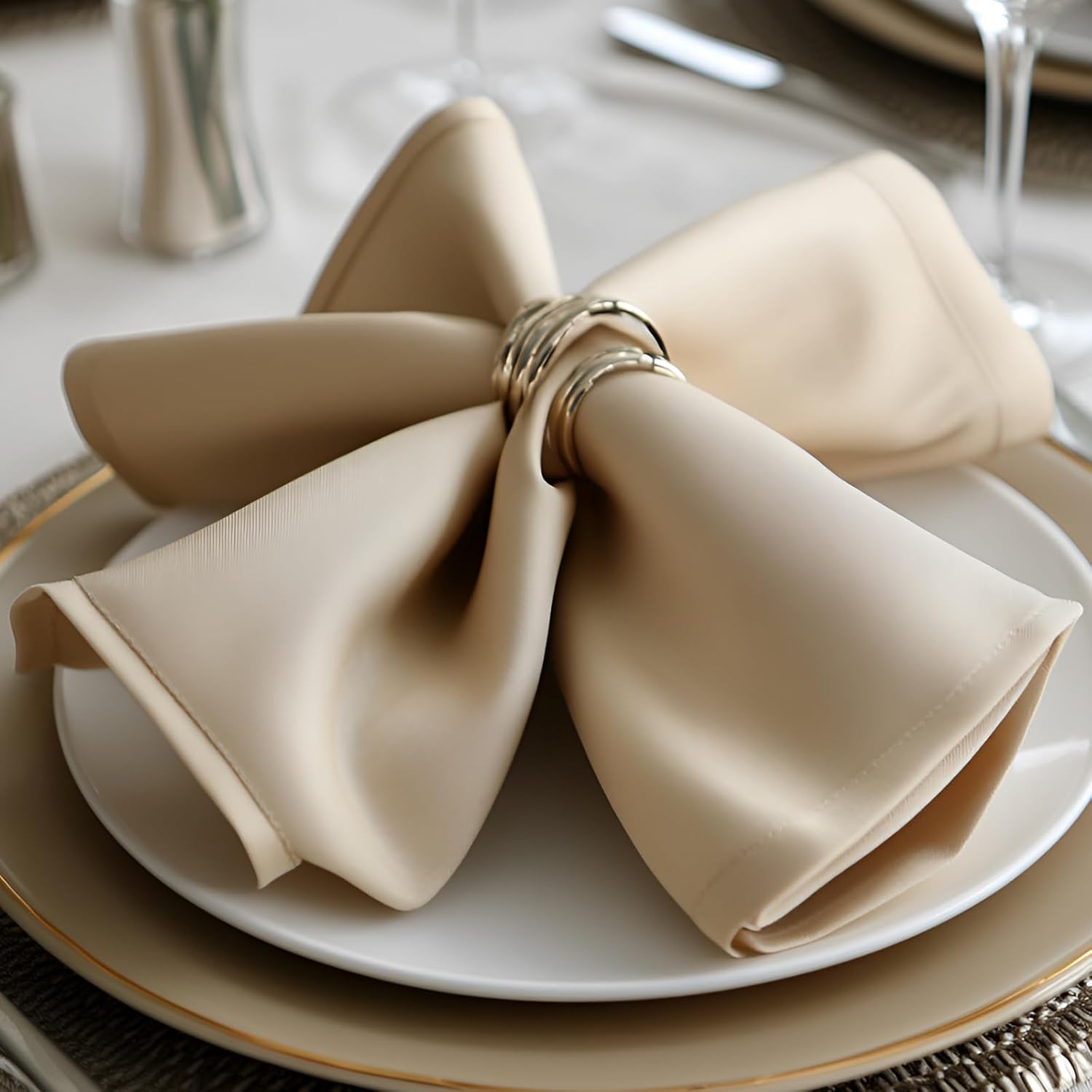 Servilletas de tela beige Cieltown, 12 piezas, 50x50 cm