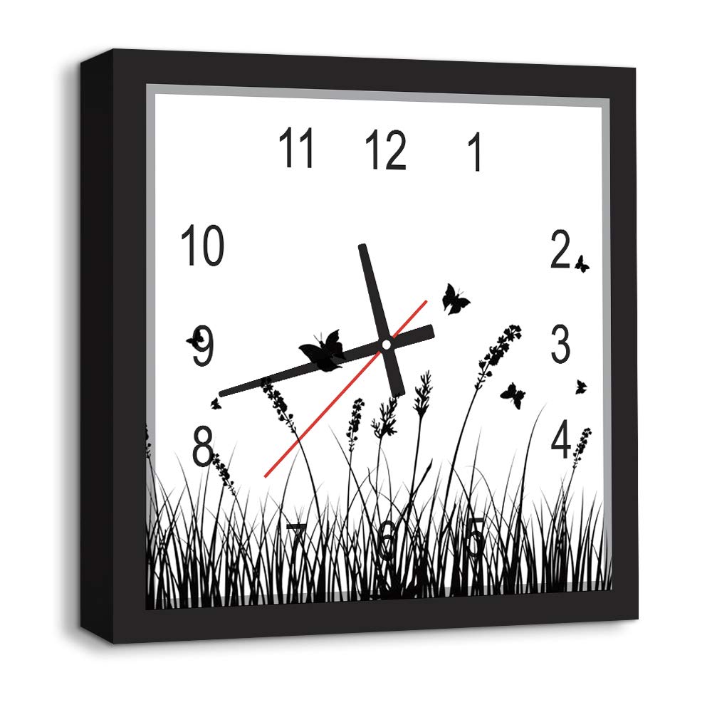IDEA4WALL Canvas Wall Art Abstract Cute Clock Painting Artwork for Home Prints Framed - 16x16 inches