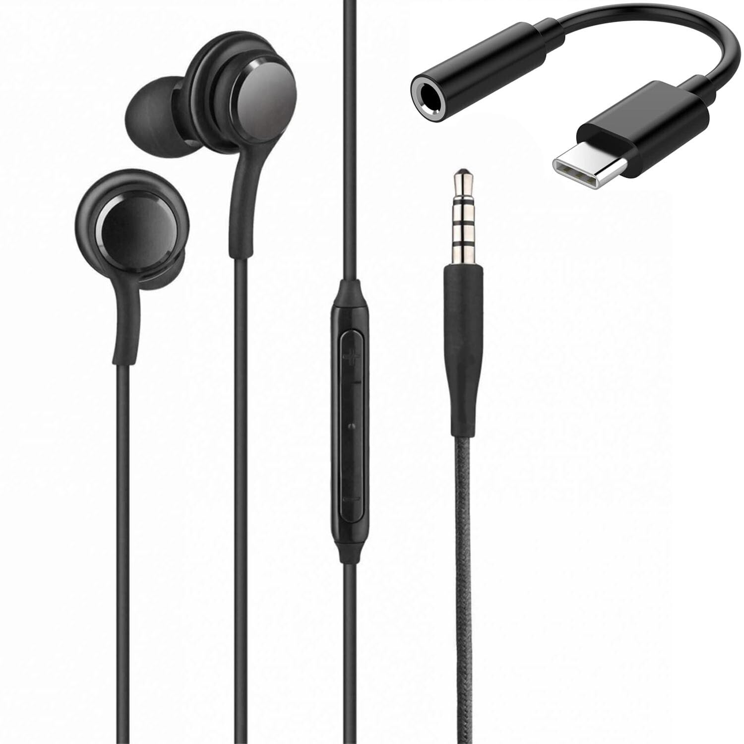 Type-C Earphones for One-Plus 15R / 15 R Earphones Original Like Wired in-Ear Headphones Stereo Deep Bass Headset Earbud with Type-C to 3.5mm Audio Jack, Mic (TAK5, Black)-image-27