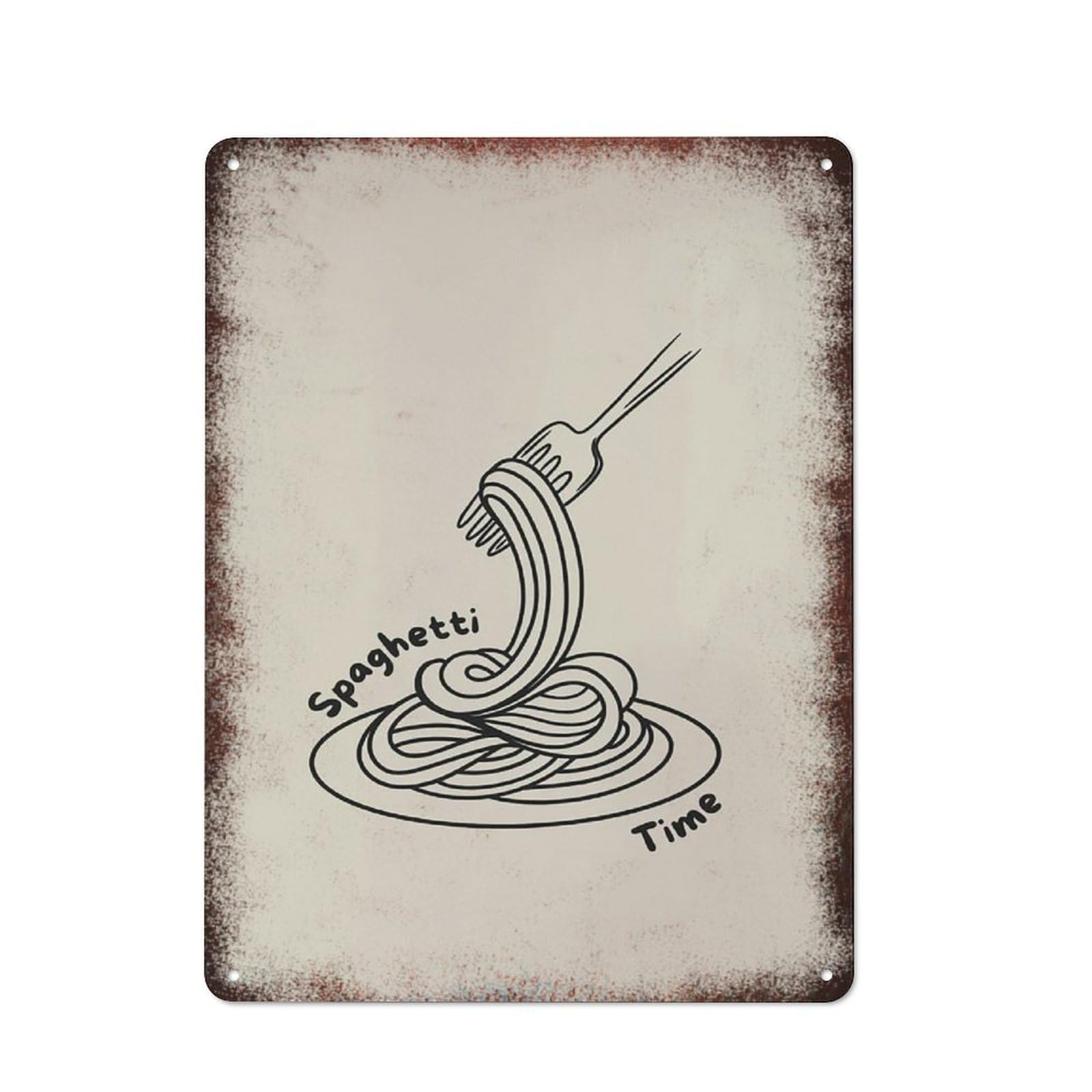 peiyeety Metal Tin Sign Spaghetti With Spaghetti Time Quote Minimalist Pattern Vintage Rustic Wall Art Kitchen Bathroom Bedroom Living Room Farmhouse Garage Home Bar Laundry Room Porch Patio 6x8 Inch