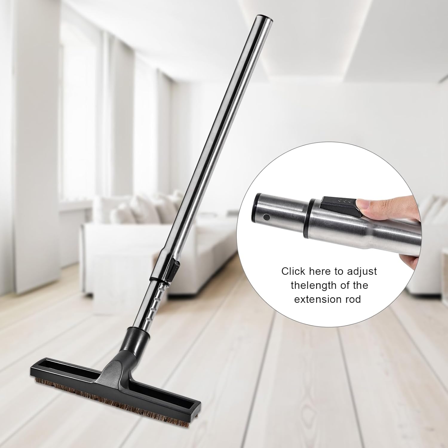Eagles Hardwood Floor Brush with 1-1/4" Stainless Steel Vacuum Extension Wands Remplacement 32mm Universal Vacuum Cleaners Accessories Attachment Length 39"