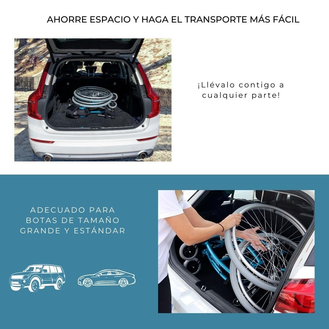 Mobiclinic® pro, Silla de ruedas venecia, Plegable, Premium, Extracción con un botón, Cojín grueso, Aluminio, Respaldo partido, Cinturón seguridad, Estética deportiva, Altura regulable