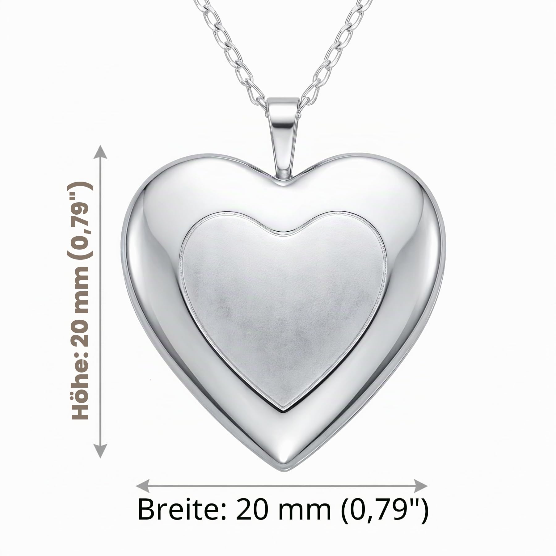 Alexander Castle Herz 925 Sterling Silber Kette mit Foto Medaillon für Damen Mädchen Kinder - 20mm x 20mm - 18" Sterlingsilber Foto Kette & Schmuck Geschenk-Box