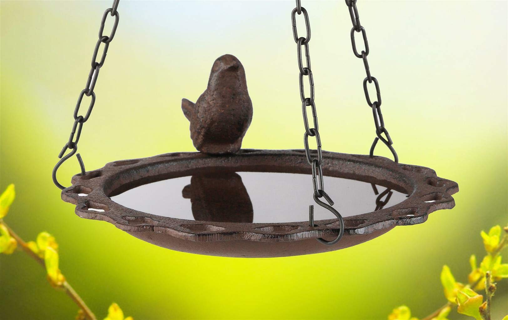 Bambelaa! Abreuvoir à oiseaux en fonte pour jardin, abreuvoir pour oiseaux, eau, mangeoire, abreuvoir suspendu, 1 pièce à suspendre