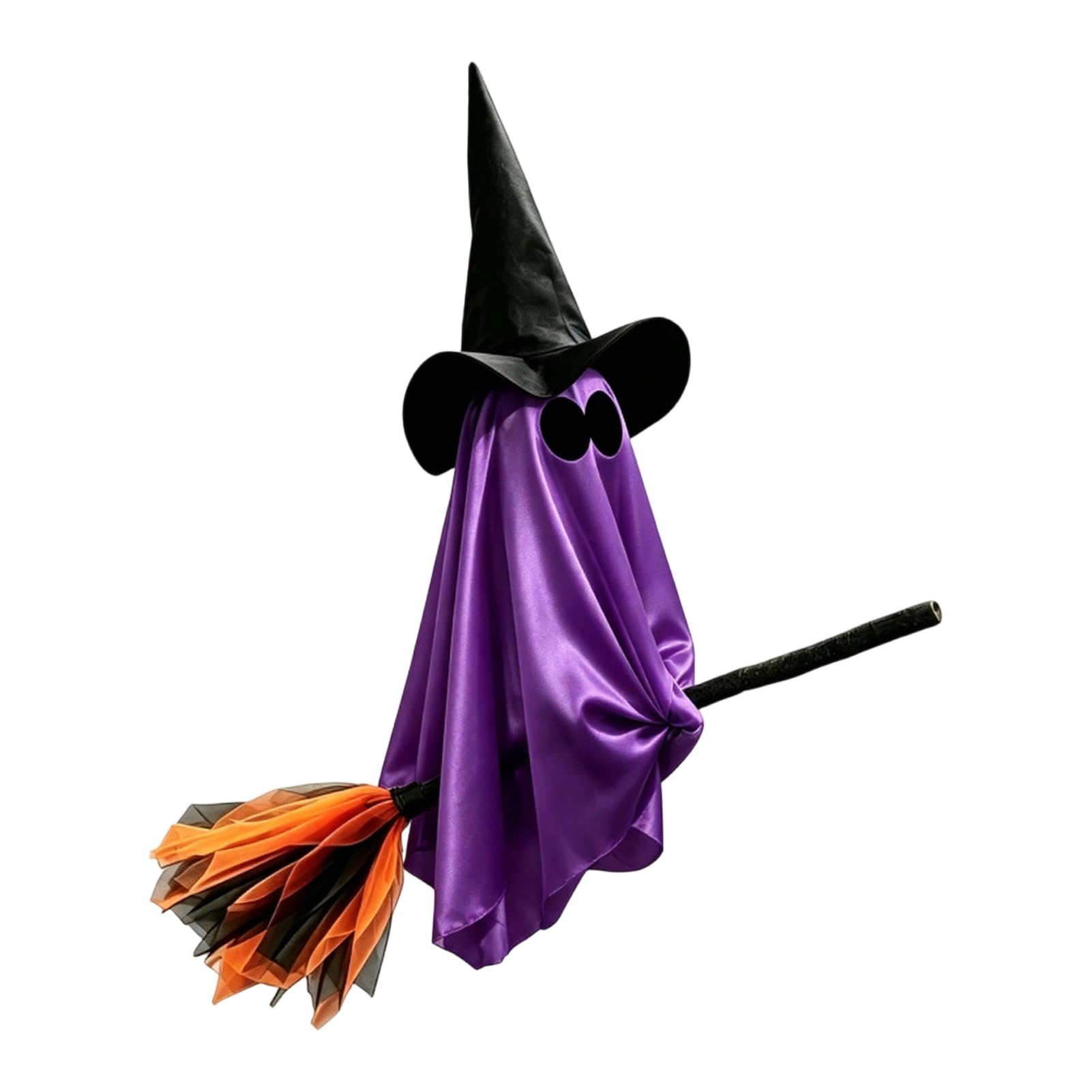Halloween Ghost Witch Broom Hanging Ornament Spooky Pendant for Indoor Outdoor Haunted House Party Decor with 70cm Height [object Object] [object Object]