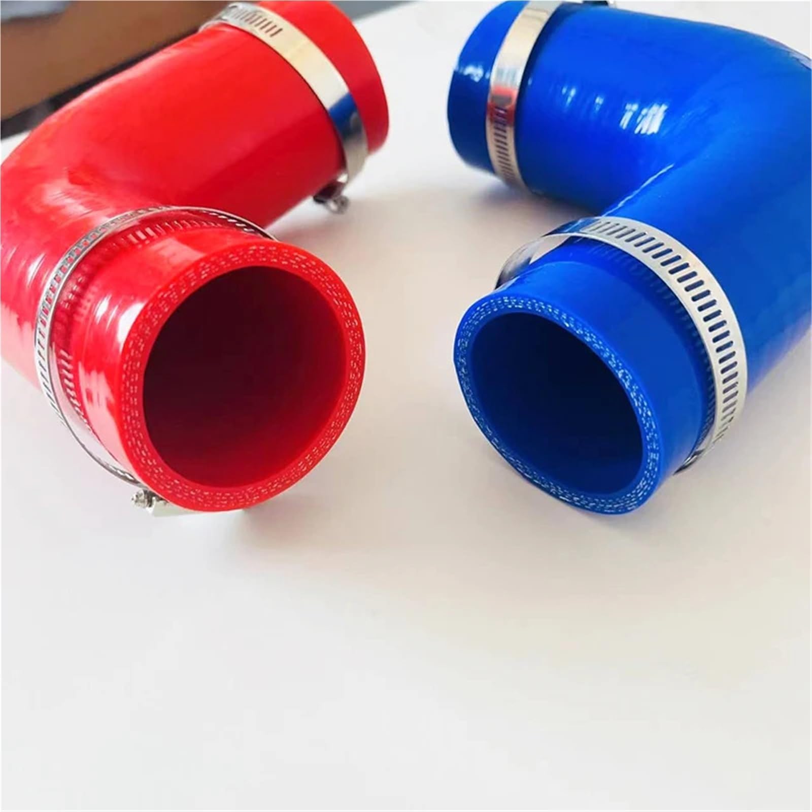 Líneas y mangueras de presión Manguera flexible de silicona, reductor de 90 grados, diámetro variable, para entrada de aire, alta presión con 2 abrazaderas Manguito Turbo(BLUE,ID45-51mm)