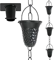 Vista 1 de Cadenas de lluvia para canaletas con adaptador de canalón, cadena de canalón de copa larga martillada de aluminio, canaletas de cadena de lluvia