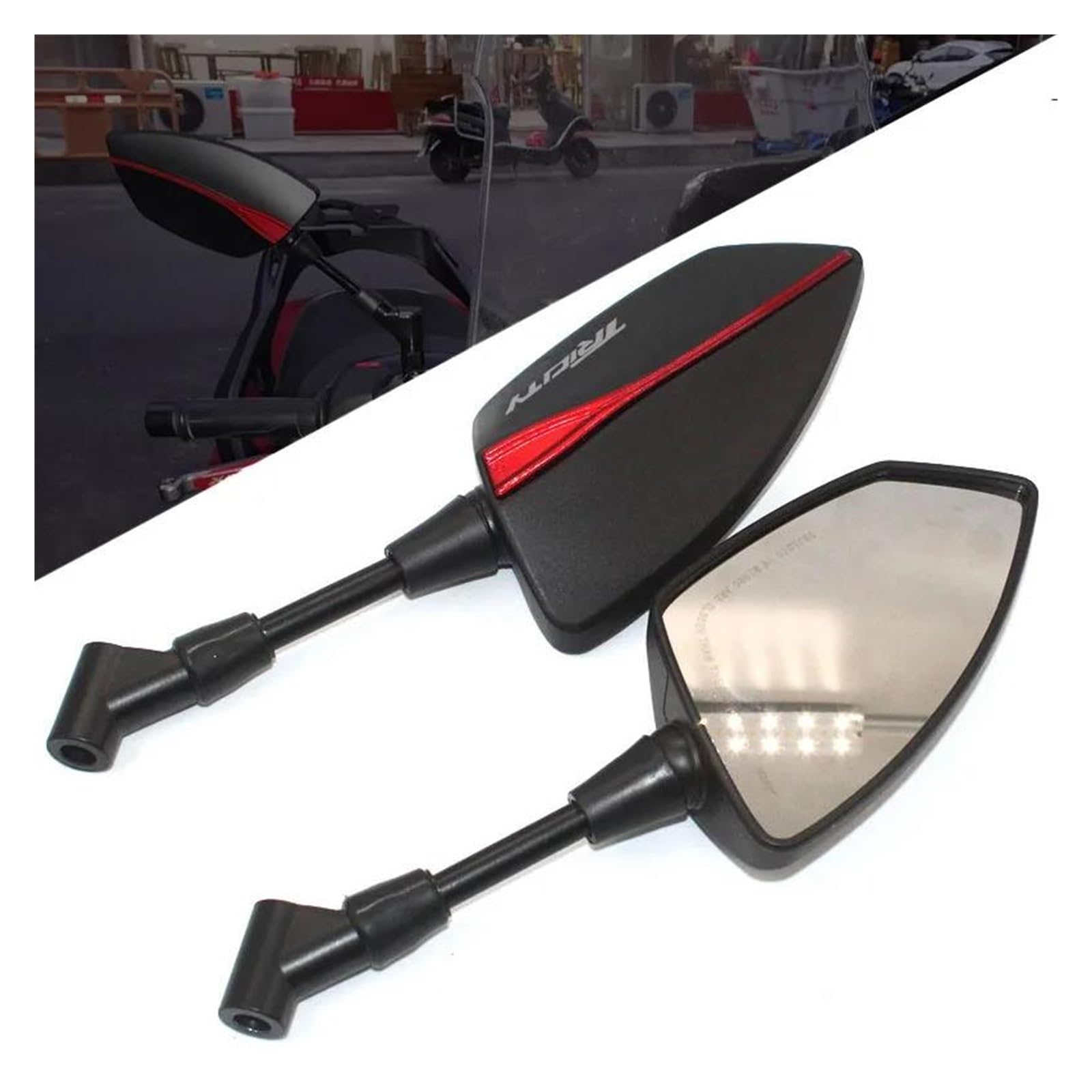 Rétroviseurs Arrière Gauche Et Droit Pour Yamaha Tricity 125, 155, 300, Filetage Strom(Black)