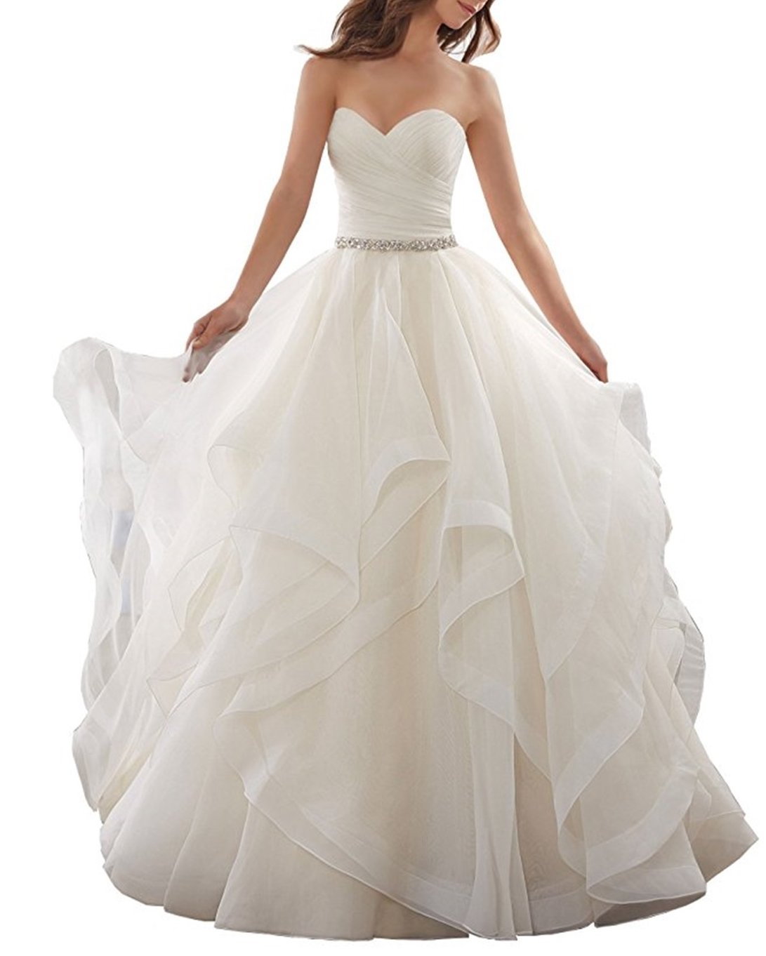 Donna Organza Ruffles Ball Abito Abiti da Sposa Abito Sposa Abito