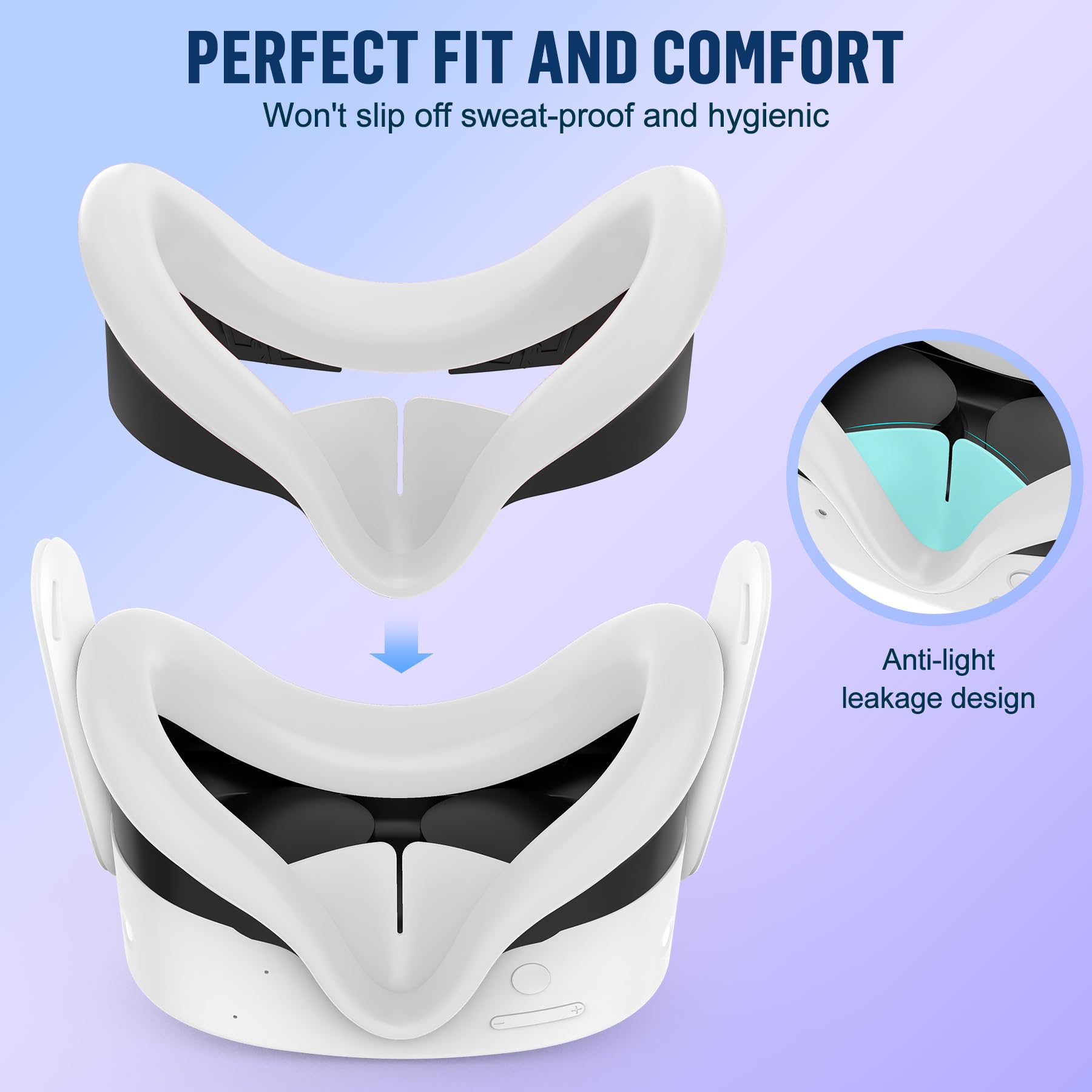 Ensemble de coques en silicone, compatibles avec les accessoires Meta Quest 3S, protection VR, protection du visage, poignées de contrôleur, coque avant et étui de protection d'objectif pour Meta