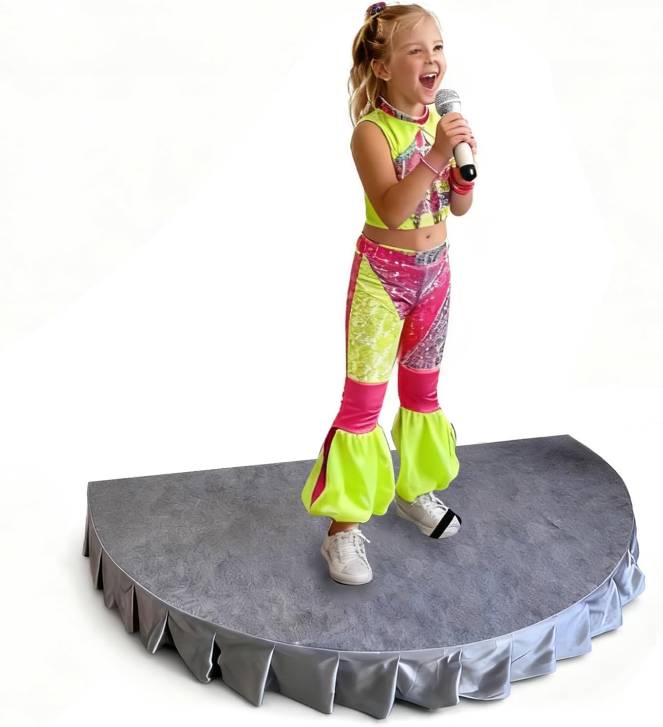 VUIKLCty Semi-circular Stage Steps With Skirting Portable Concert Steps Lectern(Grey,120x60cm (47.2x23.6in))