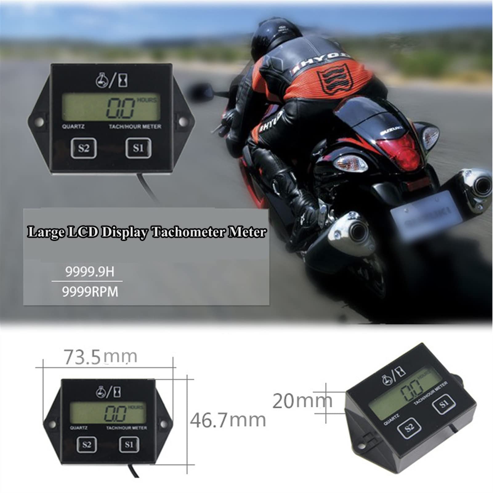 Amazon.com: TWENOW Digital Tachometer Engine Tach Hour Meter