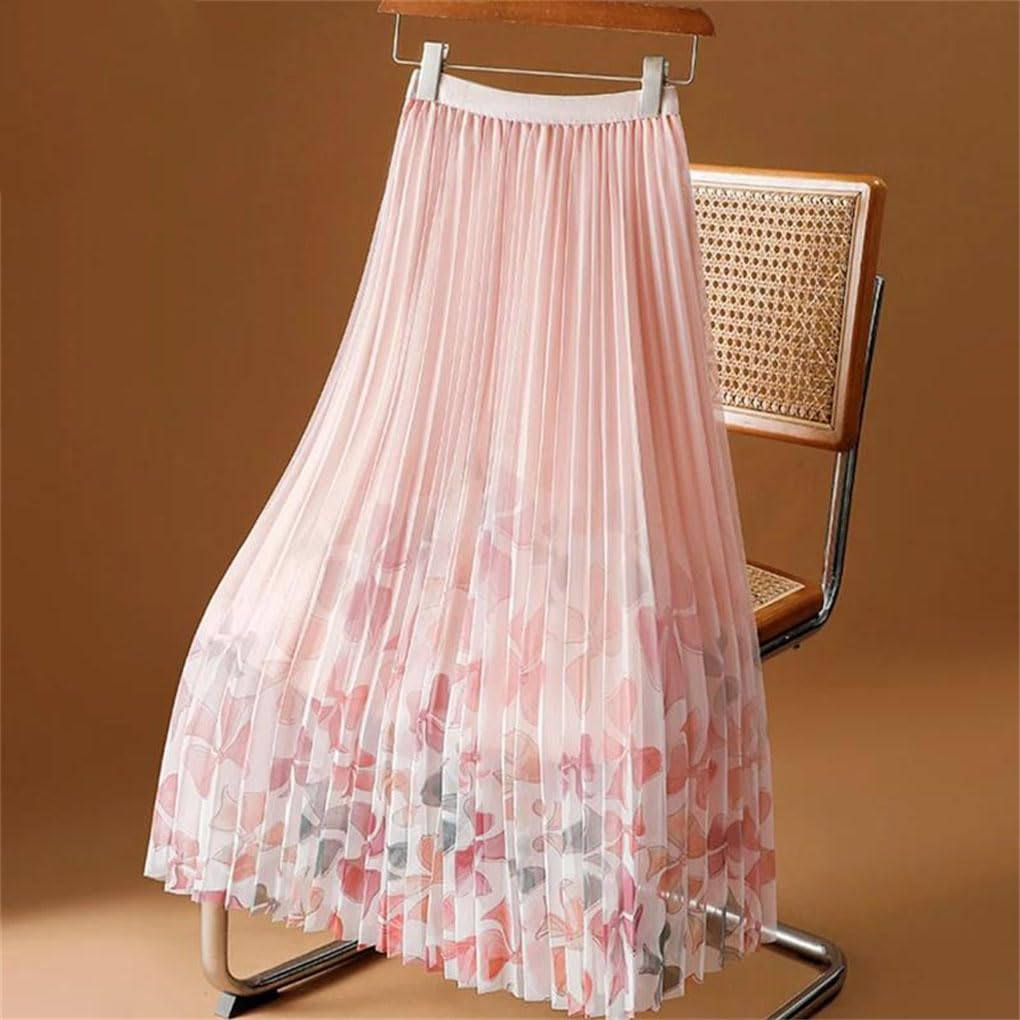 Faldas plisadas con estampado floral, falda larga midi