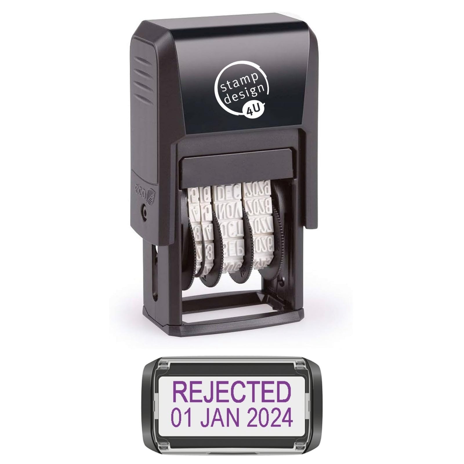 Self Inking Changeable Date Stamp - Rejected Date Stamp in Violet Ink