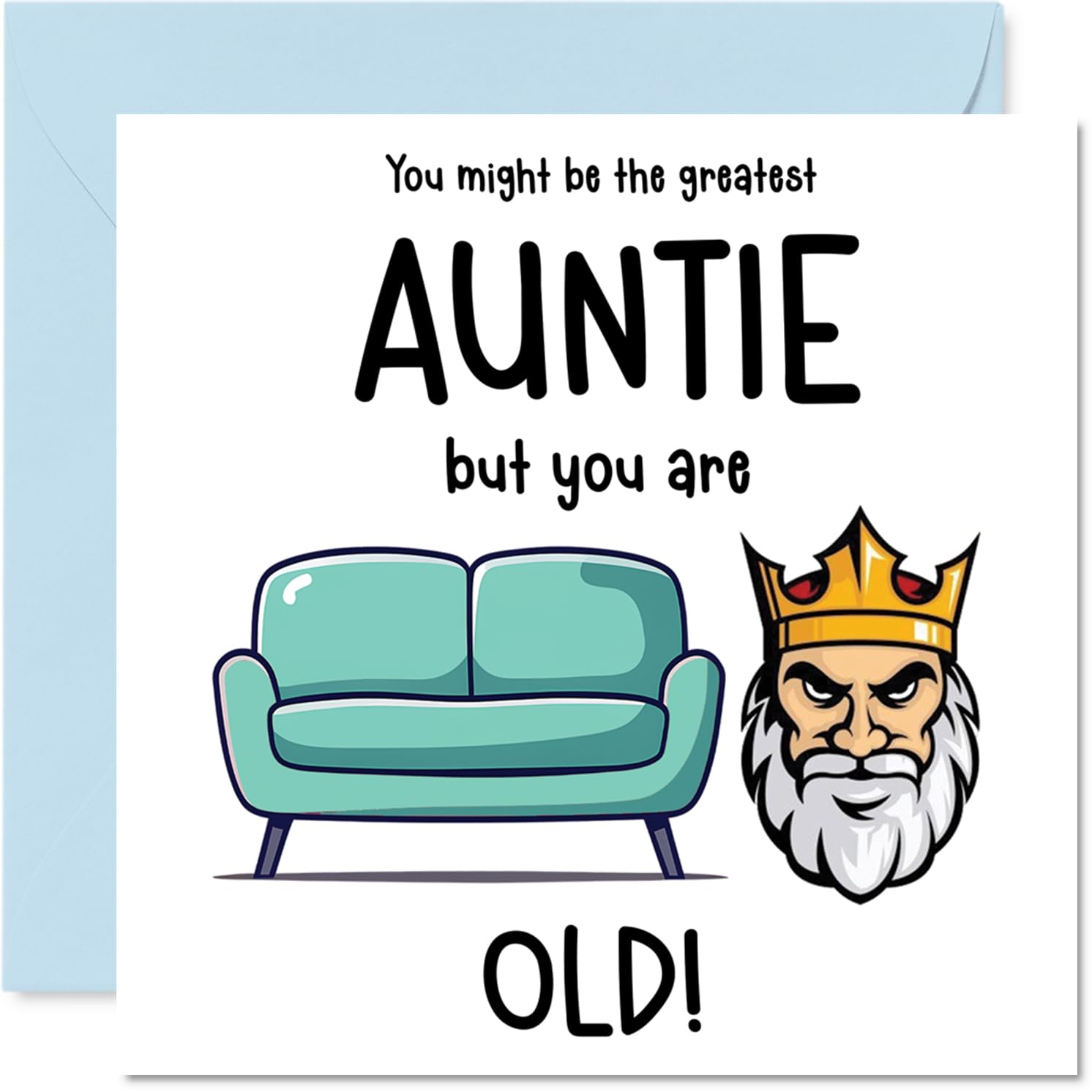 Rude Auntie Birthday Card - Sofa King Old - Funny Happy Birthday Card for Auntie from Nephew Niece, 145mm Joke Humour Bday Greeting Cards