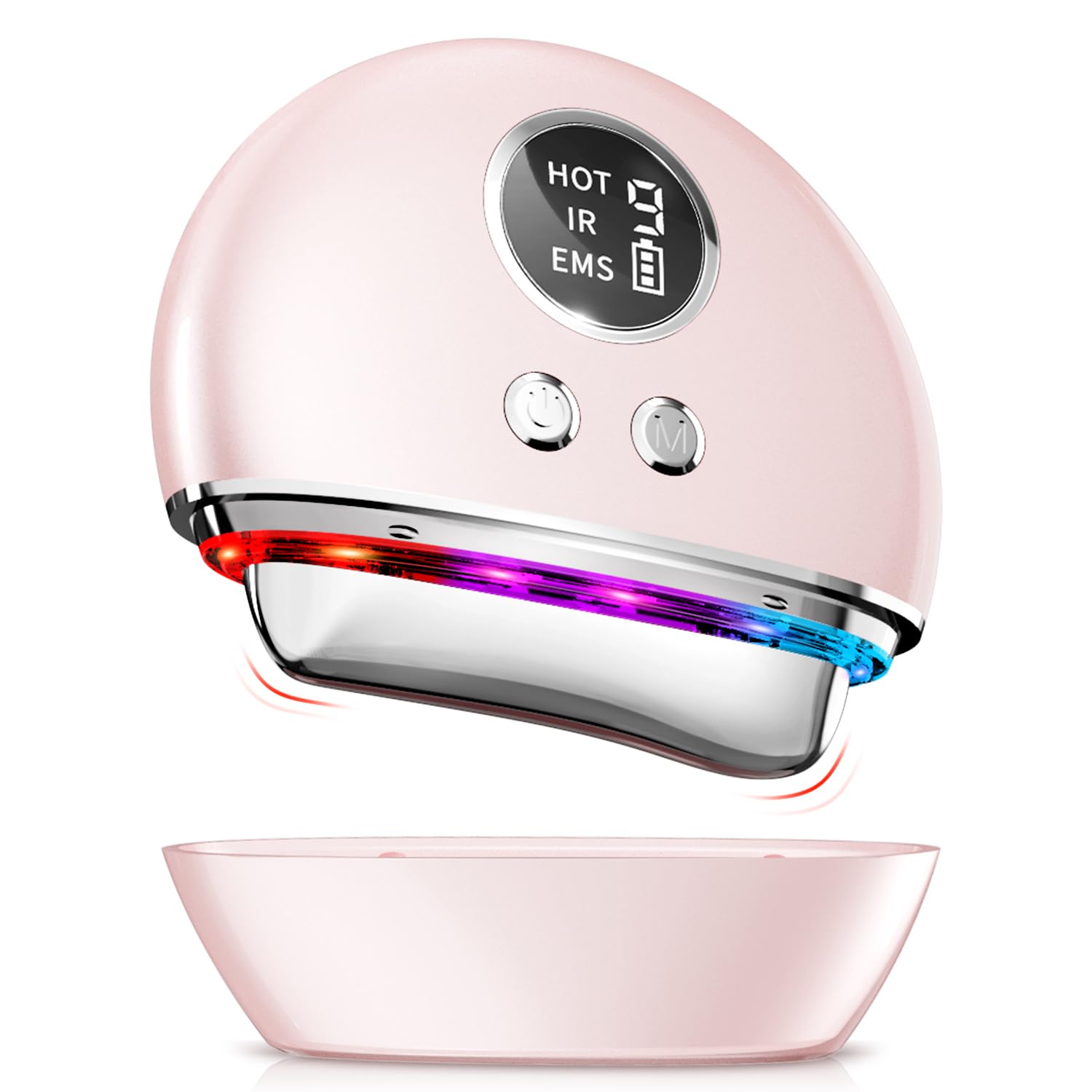 Masajeador Facial Antiarrugas Electrico Cara: Masaje Faciales Reafirmante con 4 Modos 3 LED - 45℃ EMS Lifting 9 Niveles Vibración Reductor de Papada - Dispositivo de Belleza Gua Sha Máquina para Mujer