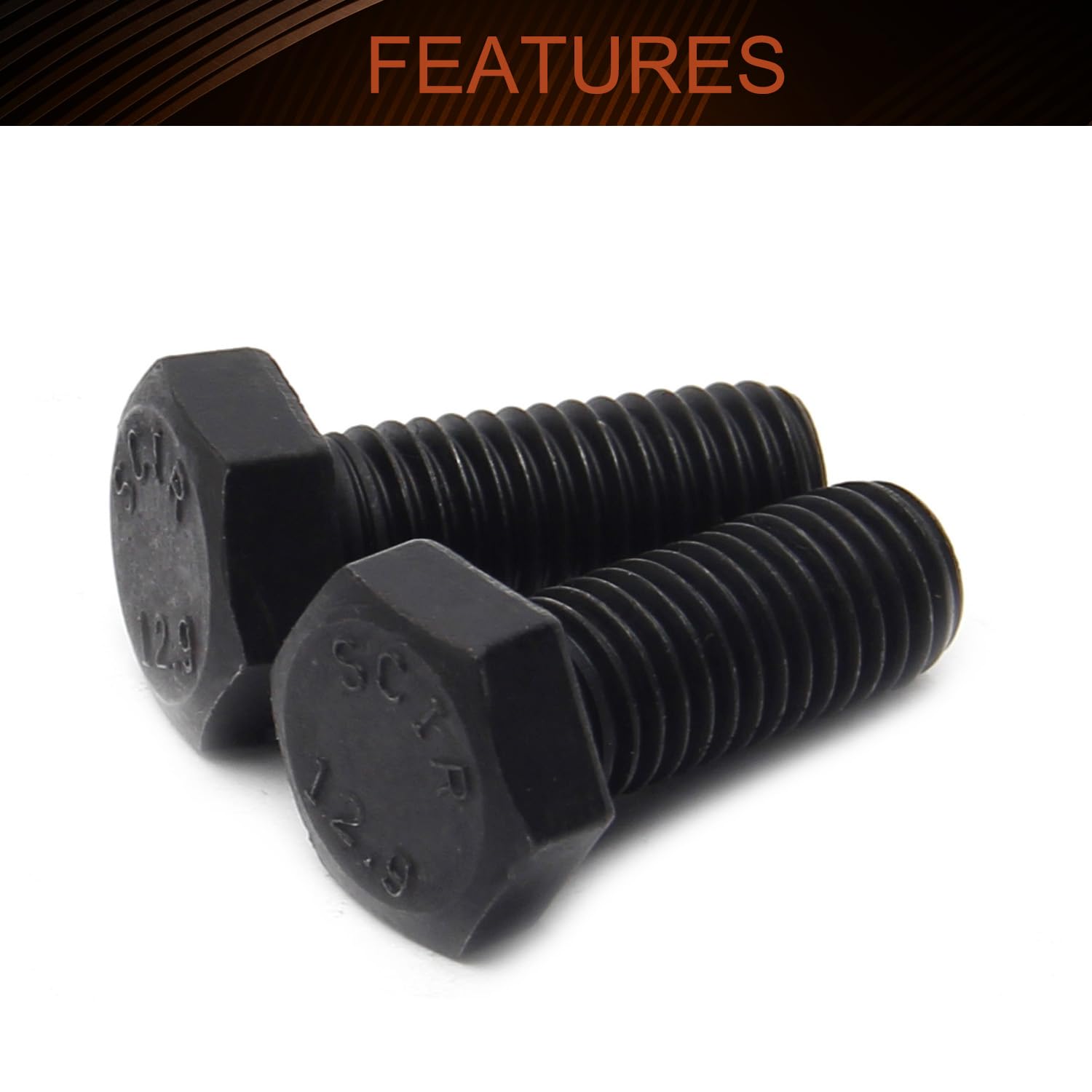 2 Vis à Tête Hexagonale Uxcell M12x30mm – Acier Carbone Noir, Filetage à Gauche