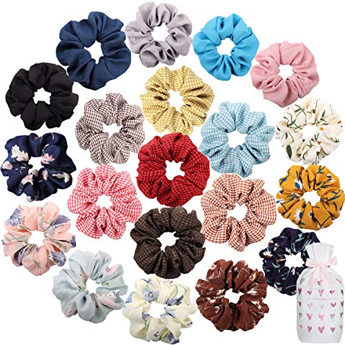 20pcs Hair Scrunchies Chiffon,Satin Elastic Hair Bands Scrunchie Bobbles Soft Hair Ties Ropes Ponytail Holder No hurt, Soft Hair Accessories for Women or Girls