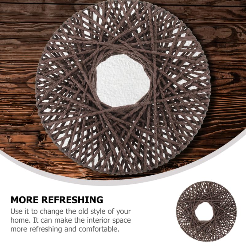 Abaodam 2pcs Woven Wall Decor Disc Hanging Rattan Flower Arrangement Pendant Handmade Boho Style Wall Basket Decor for Living Bedroom Office and Photography