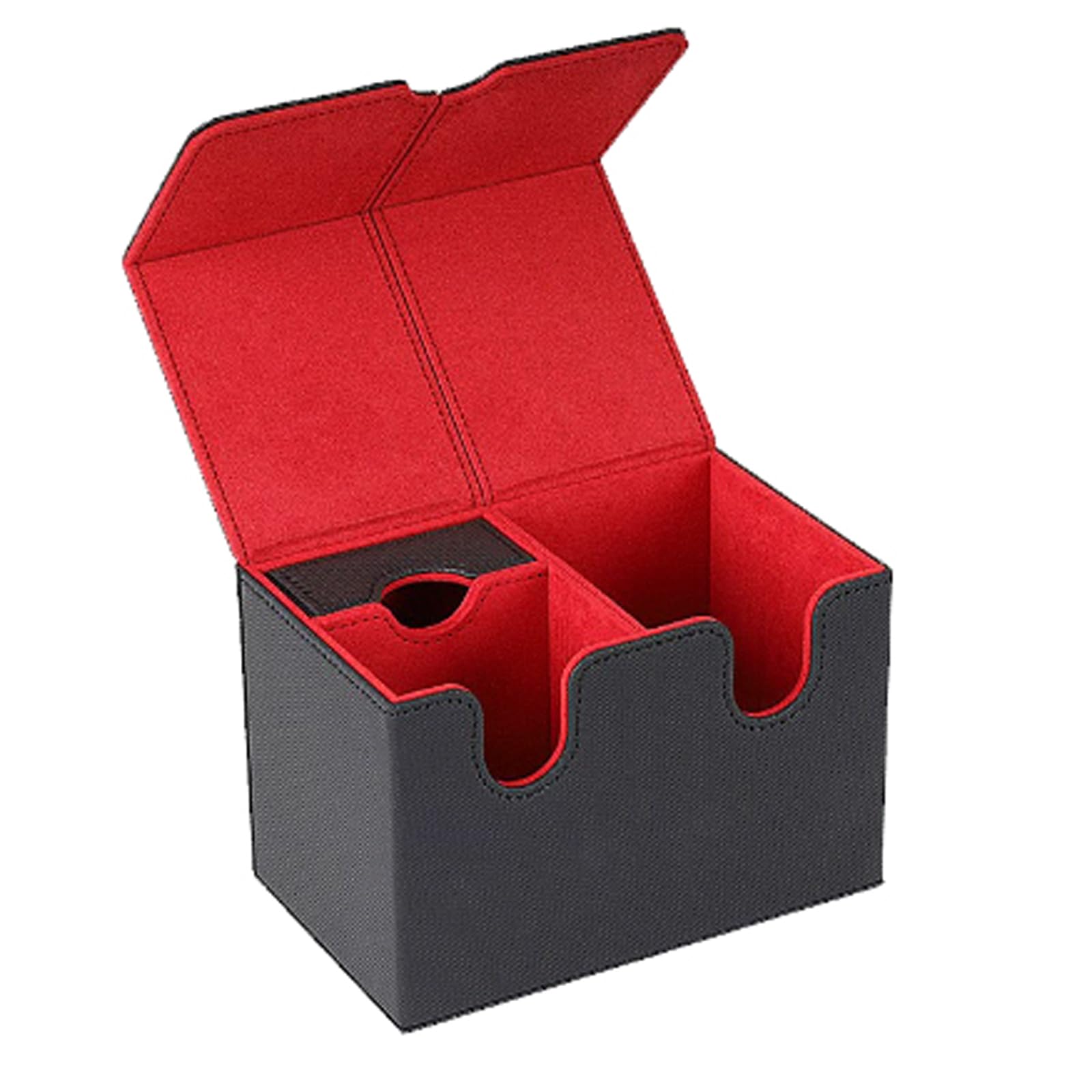 Yrohgkpn Black Red Pu Leather Deck Game Card Box Cards Protect Case For Playing Cards, Card Storage Box Trading Carrying Display Case