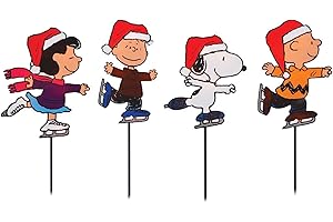 ProductWorks Pre-Lit Peanuts Skating Christmas Pathway Markers (Set of 4)