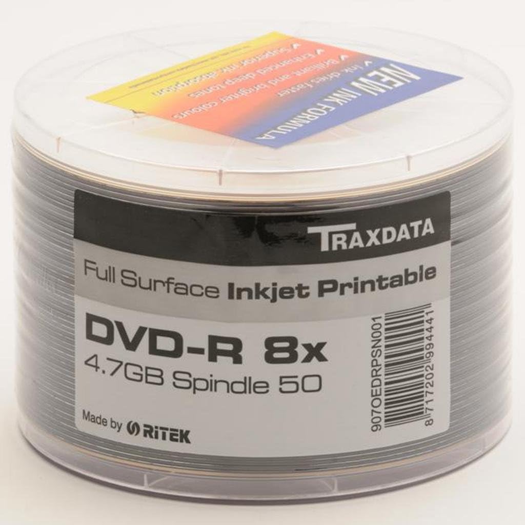 Traxdata Ritek 50 DvdR Imprimible (8x) 4.7GB 1X Paquete de 50 Amazon