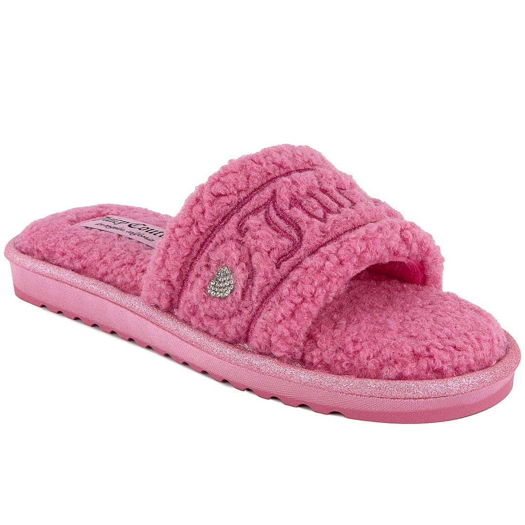Juicy Couture Women's Slide Slipper Sandals With Faux Fur