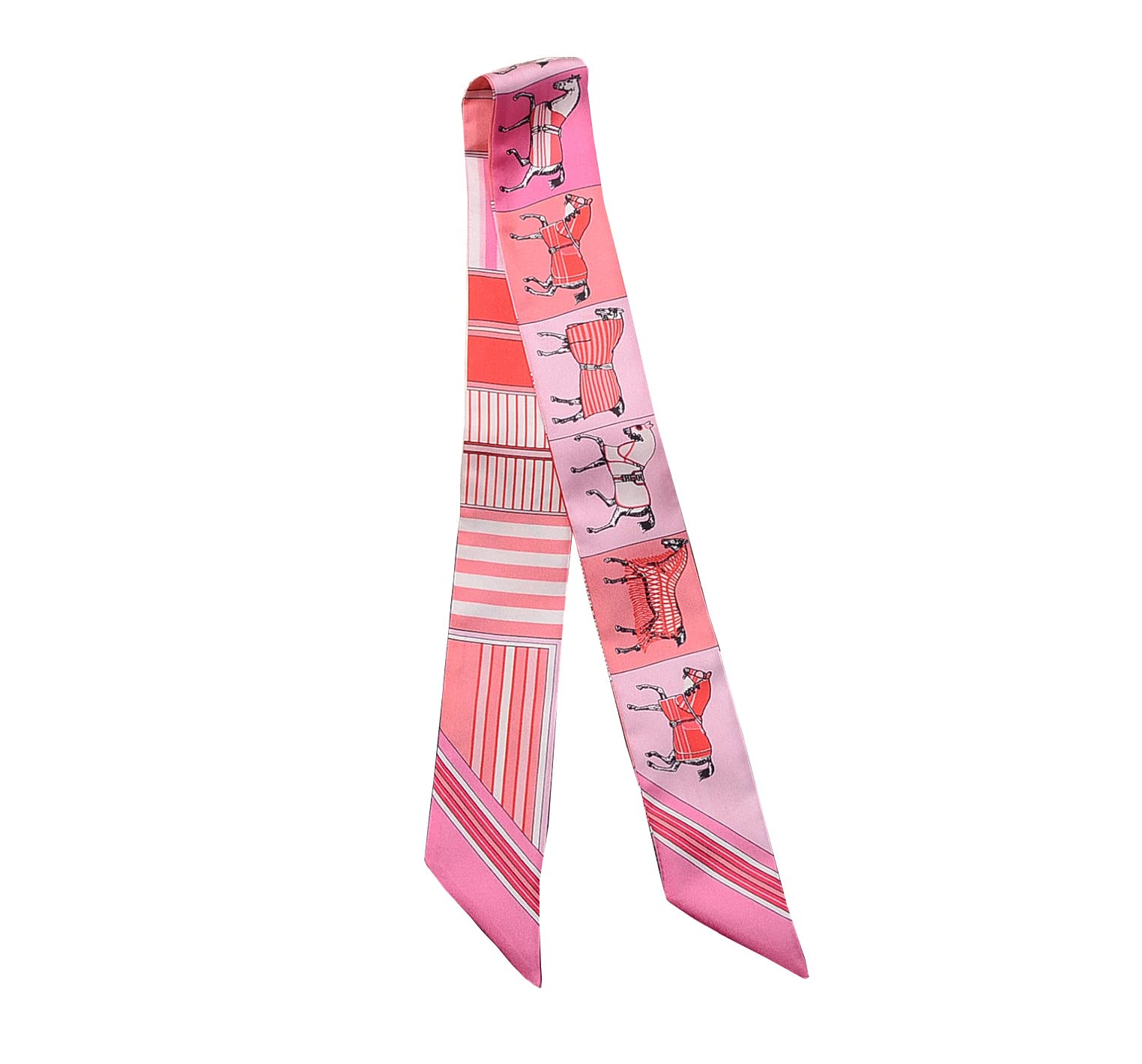 JERLA 100% Mulberry silk Scarf Head Hair Ribbon Handbag Handle wrap Tie Bundle Scarf Neckerchief Scarf for women, Horse Pink, 33.5"×1.97"