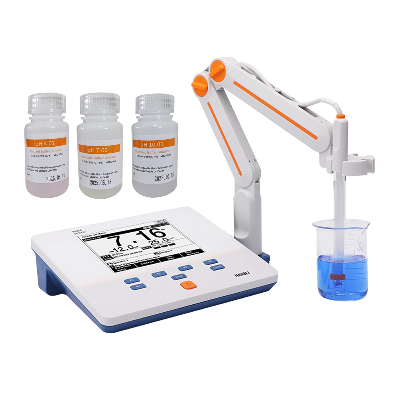 NANBEI High Precision Lab Benchtop pH Meter,Data Storage 500 Sets,0.01 pH Accuracy,Support for USB or RS-232 Communication,1-5 Points Auto Calibration