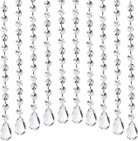 Vista 1 de WAZHRMGHG Cuerdas de cuentas de cristal colgantes de acrílico transparente de 33 pies con colgantes de lágrima, guirnaldas de cristal para colgar