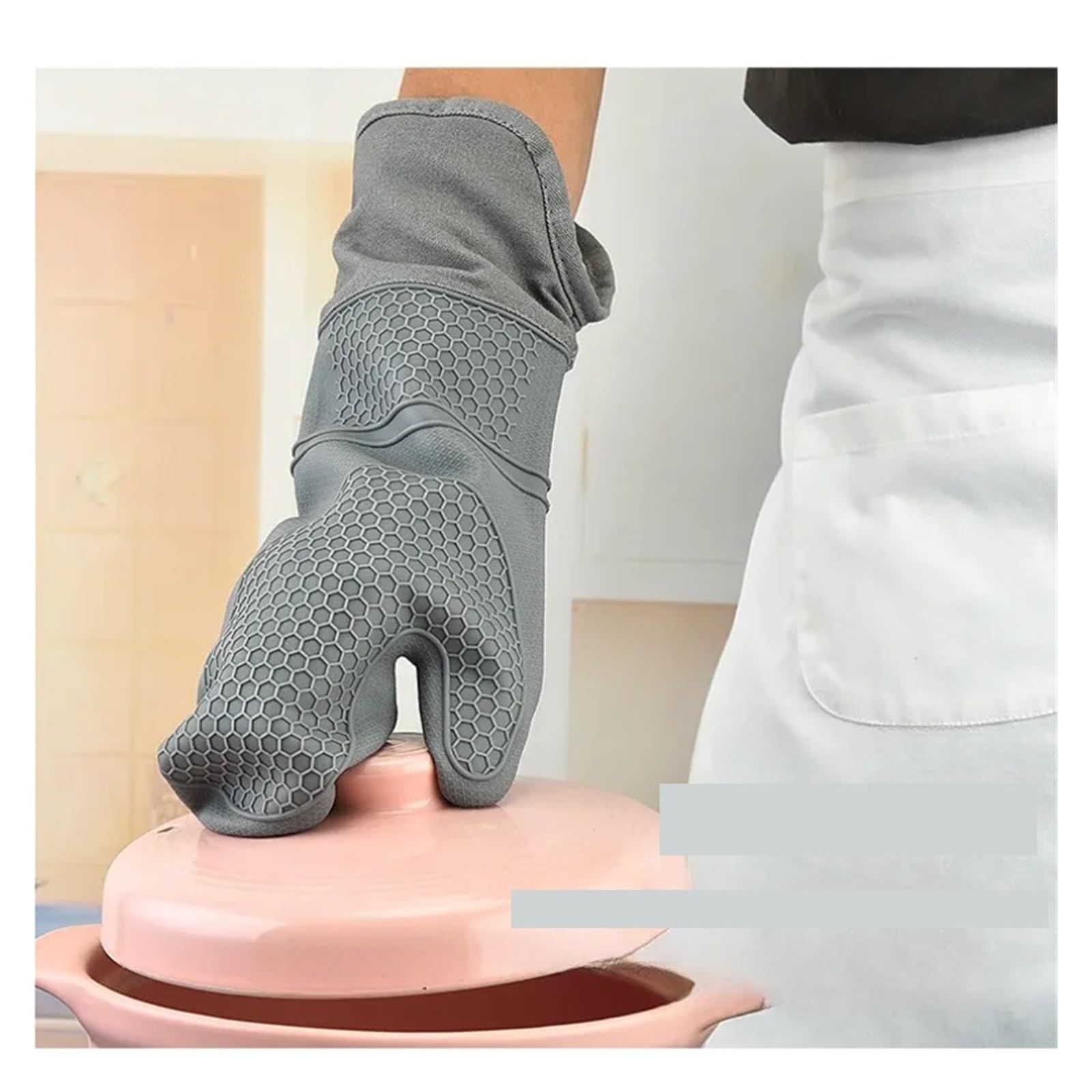 Set de guantes de horno de silicona, kit de 6 piezas con soportes y tapetes