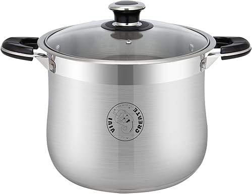 Vivicreate Olla de Cocina de Acero Inoxidable con Tapa para Cocina a Inducción, Hervir Pasta, Estofado, Sopa, Olla de Gran Capacidad con Asas para