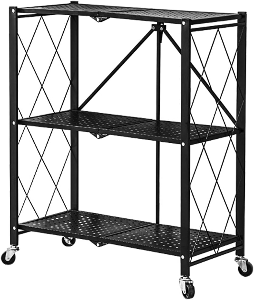 3 Tier Foldable Storage Shelf Unit OZHOMY Heavy Duty Storage Trolley