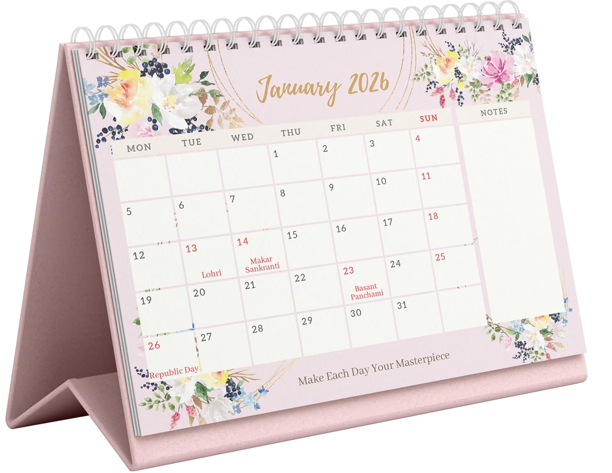 Lauret Blanc Desk Calendar 2024 Planner and Organizer- A5 Size, Monthly Grid View, Notes Section, Home and Office Calendar