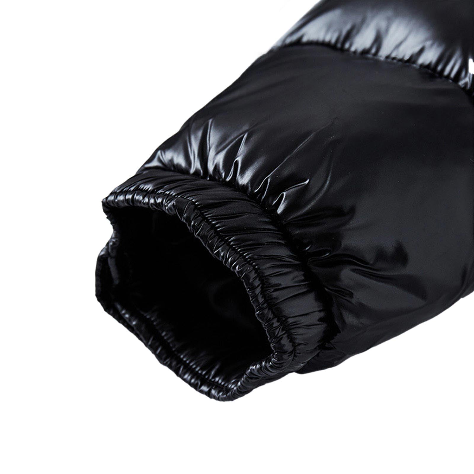 Piumino lucido da uomo nero invernale caldo piumini cappotto impermeabile tinta unita giacca termica con cappuccio zip cappotto invernale parka invernale costumi escursionismo all'aperto