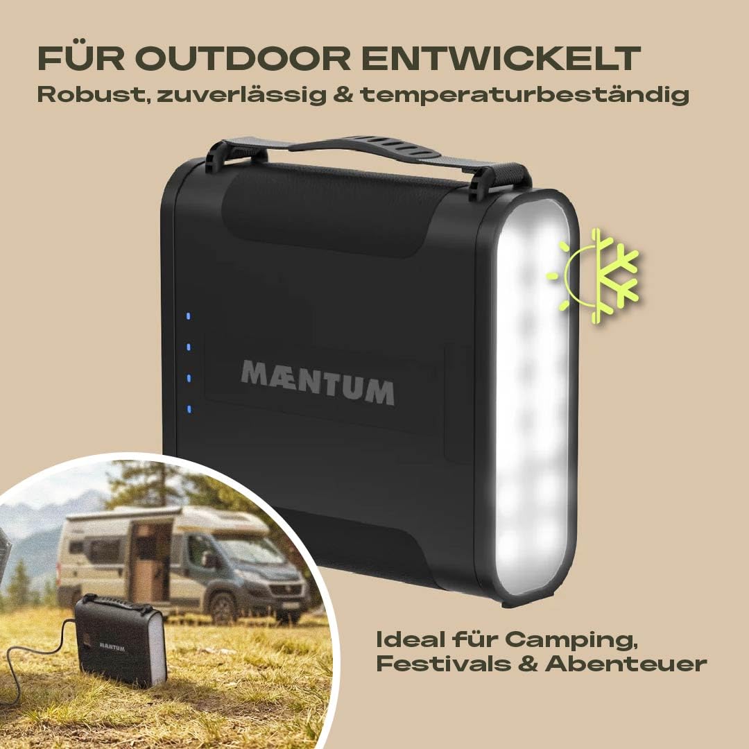 X-TRA Akku Power Bank 154 Wh I Kompakte Powerstation I LiFePO4 Akku I Magnetischer Zusatzakku für Kühlboxen I Ice Cube kompatibel I USB-C PD 60W, Solar Ready I Powerbank für Camping & Outdoor
