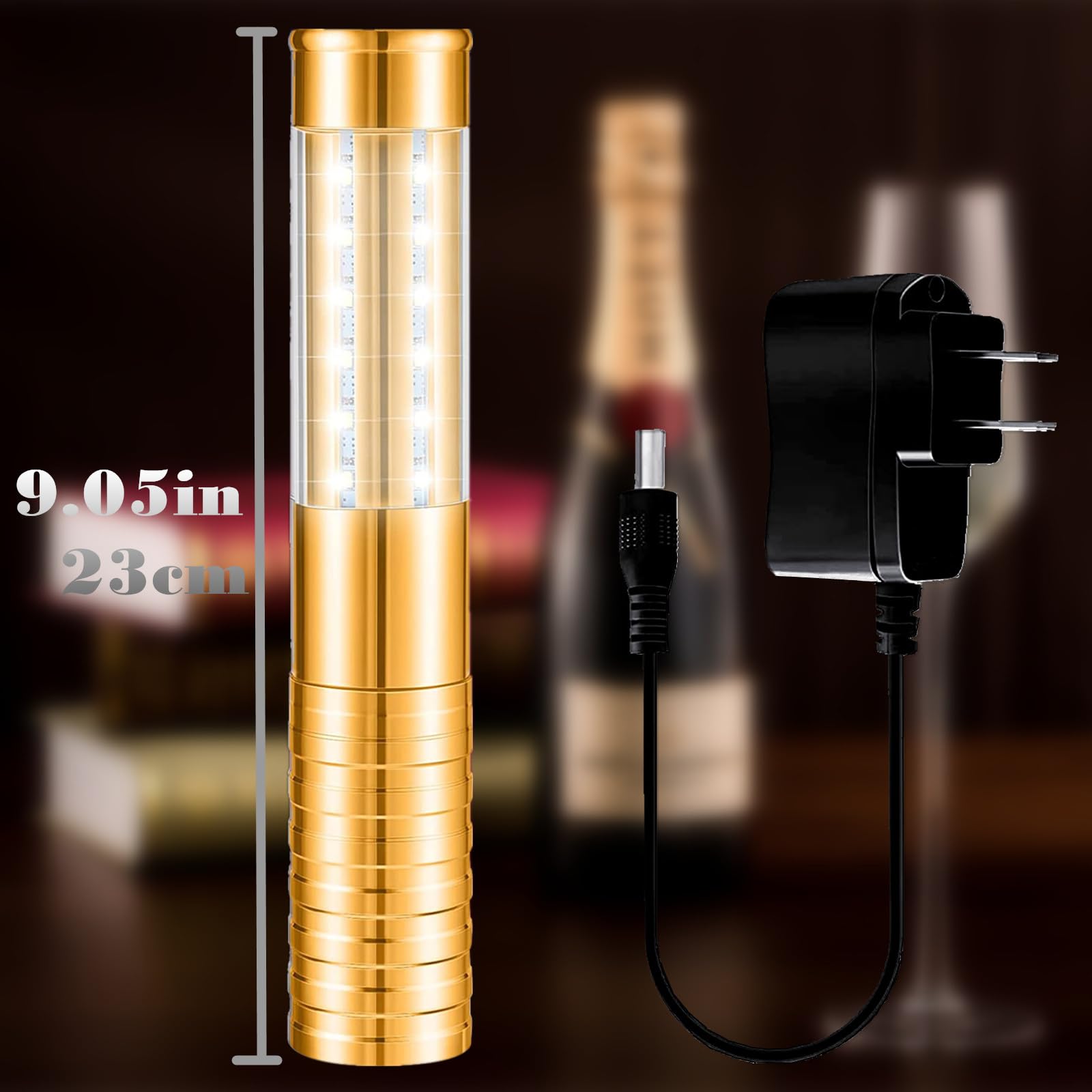 LED-Stroboskoplicht, 4 Stück, Stroboskoplicht, Champagnerlicht, wiederaufladbar, für Bühne, Disco, Hochzeit, Party, Konzert, Eventbar, Gold